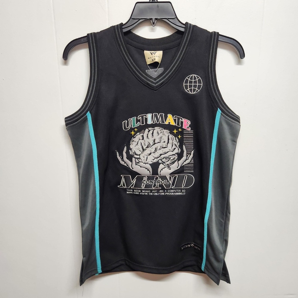 Watson Tank Jersey Mens XS Black Ultimate‎ Mind Control Graphic Basketball Globe